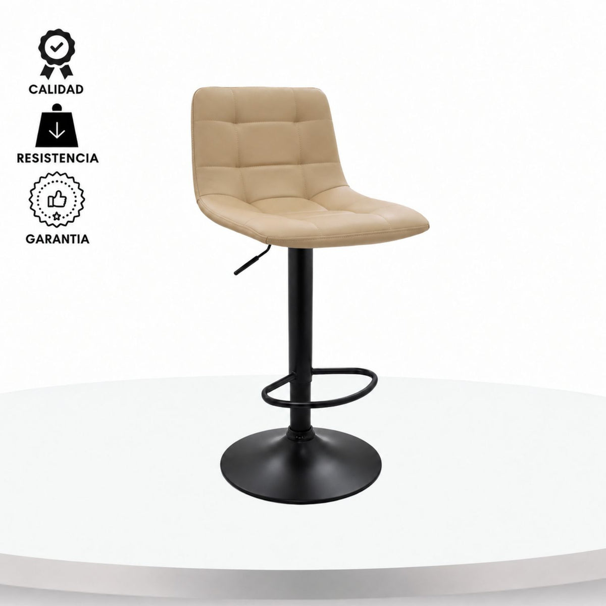 Silla De Barra James Tipo Cuero Taupe