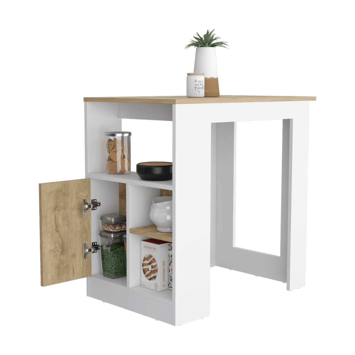 Barra De Cocina Alvara Blanco Y Macadamia
