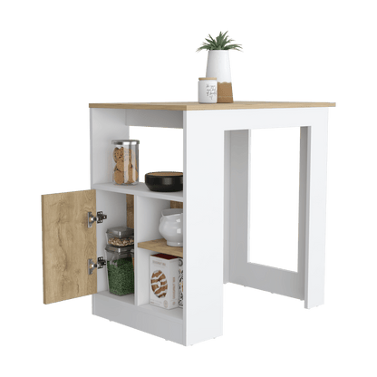 Barra De Cocina Alvara Blanco Y Macadamia