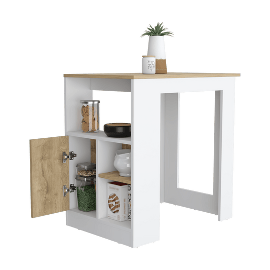 Barra De Cocina Alvara Blanco Y Macadamia