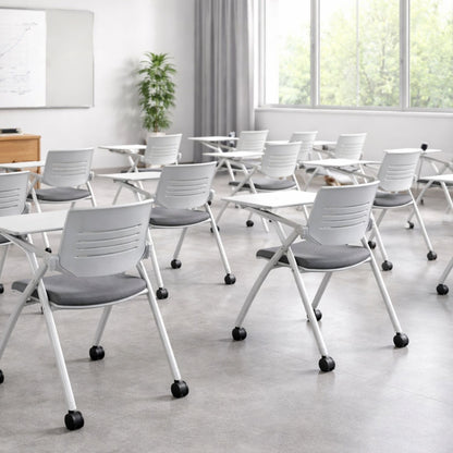 Silla Universitaria Nexa Con Tablero Y Rodachines Gris