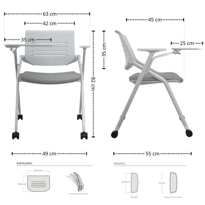 Silla Universitaria Nexa Con Tablero Y Rodachines Negro