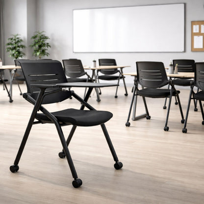 Silla Universitaria Nexa Con Tablero Y Rodachines Negro