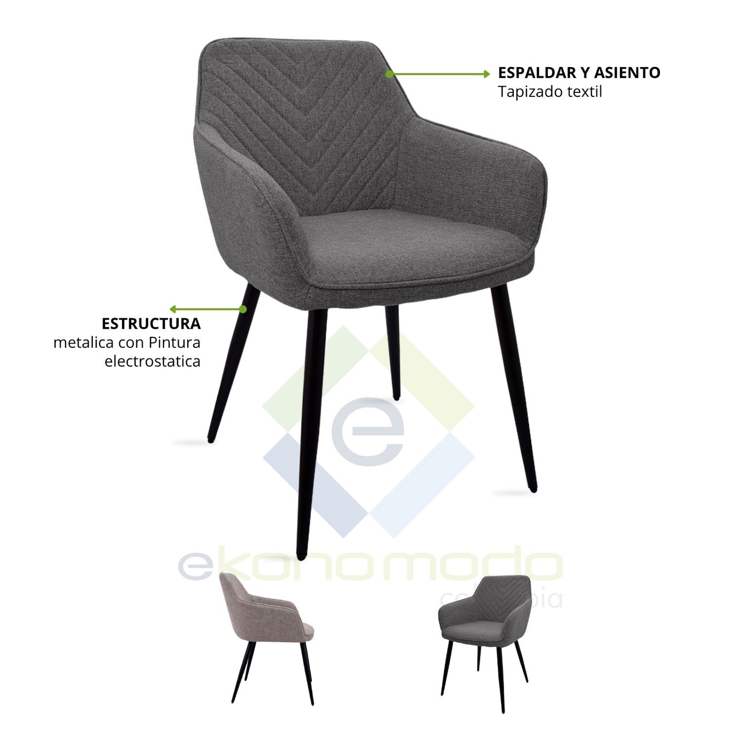 Poltrona Piramid Gris Plata
