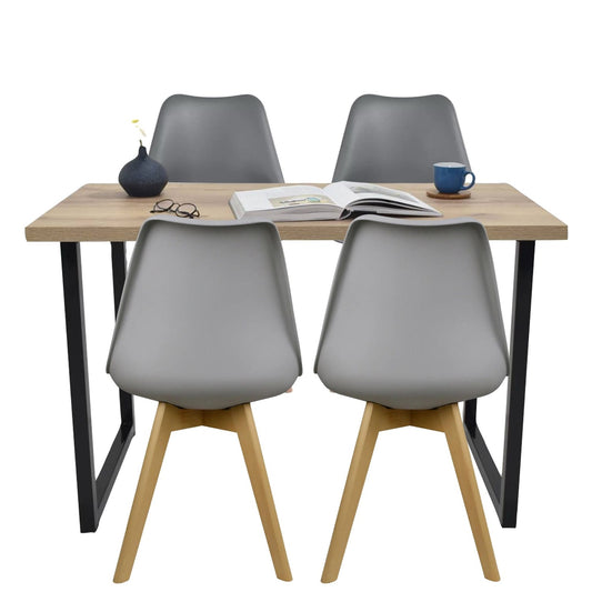 Juego de Comedor Industry con 4 Sillas Milano gris
