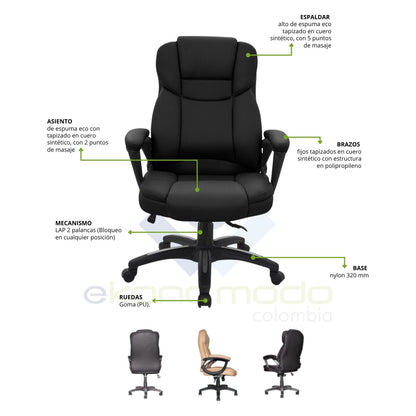 Silla de Oficina Presidente Carmiel Negro