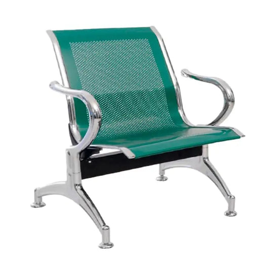 Silla Tandem 1 Puesto Cromado Verde
