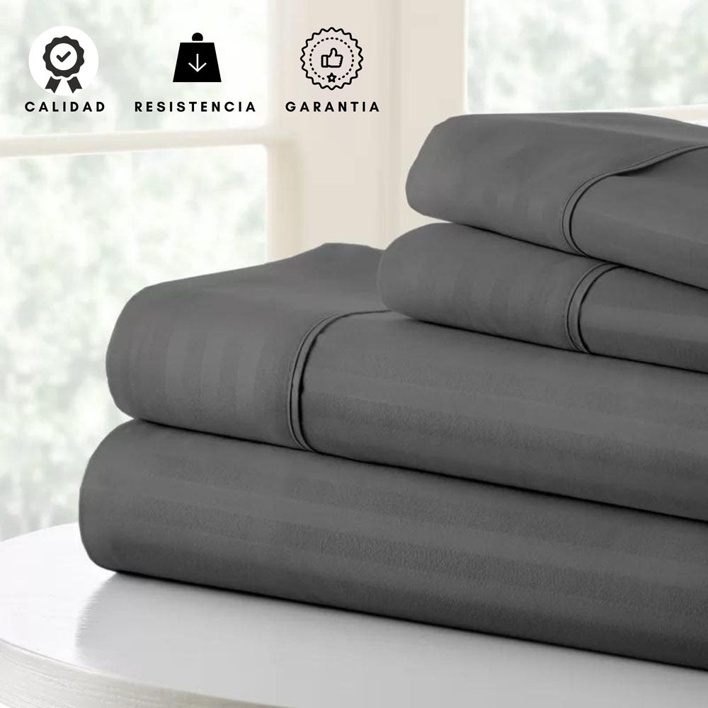 Sabanas Hoteleras Luxury 300 Hilos Queen 160 x 190 Gris oscura