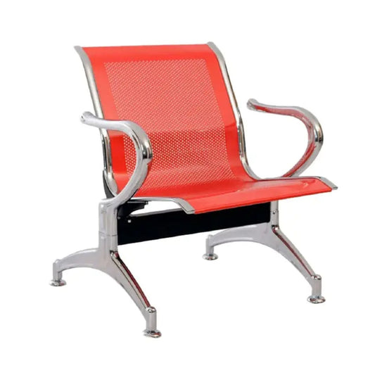 Silla Tandem 1 Puesto Cromado Rojo
