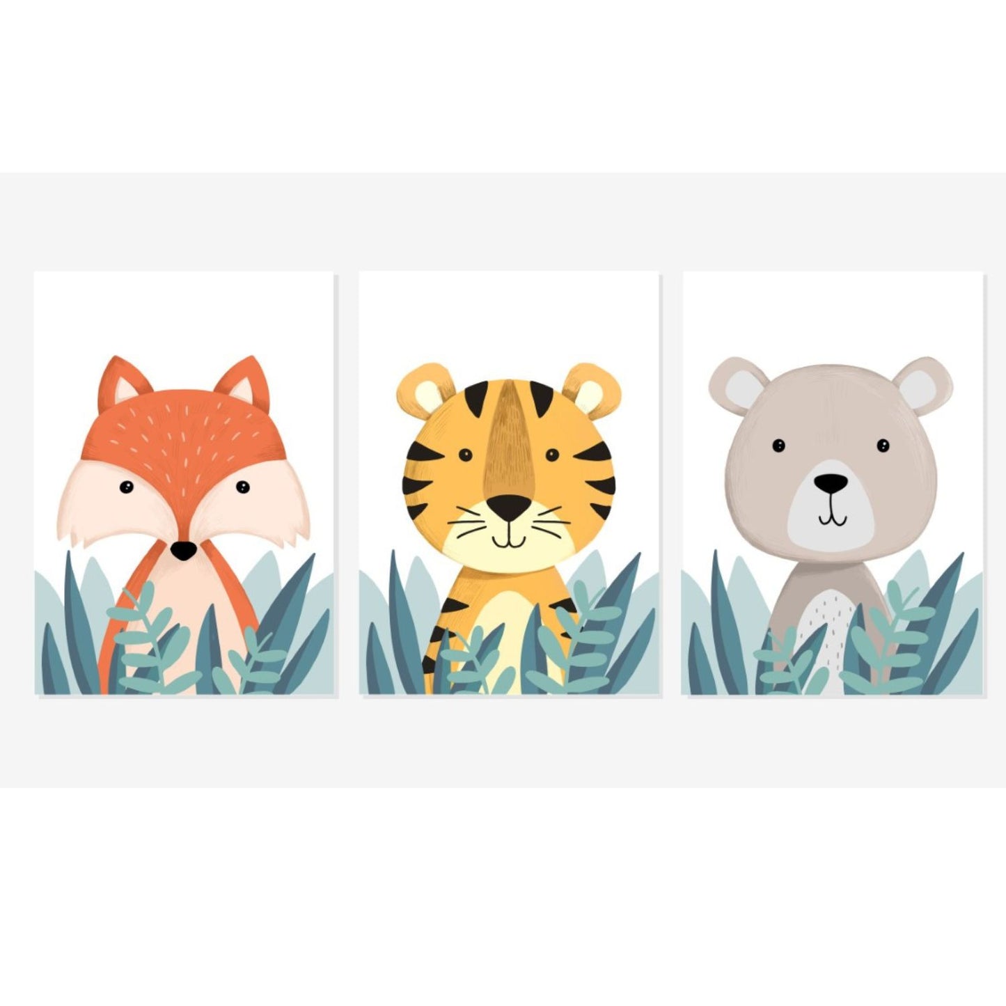 Cuadro en MDF tipo Marmol Triptico Animales Kids 40x40x5 3 Unidades