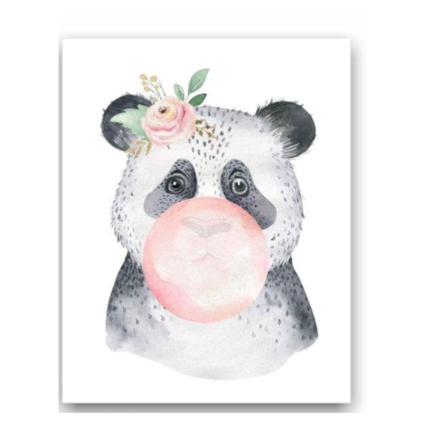 Cuadro en MDF tipo Marmol Oso Panda Chicle Kids 70x50x5