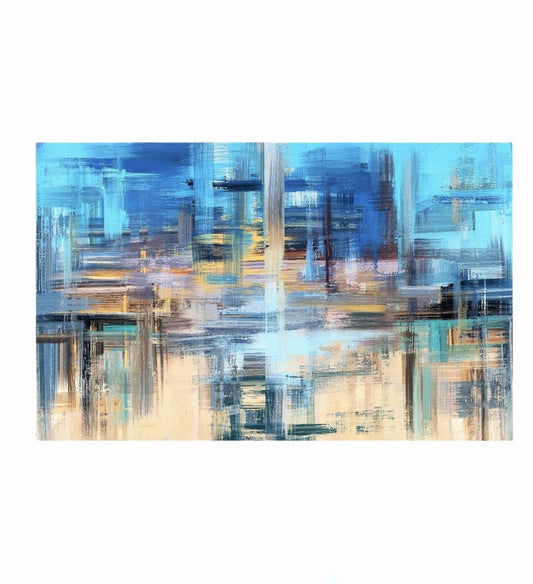 Cuadro en MDF tipo Marmol Abstract Blue 90x120x5