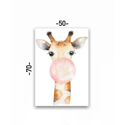 Cuadro en MDF tipo Marmol Jirafa Chicle Kids 70x50x5