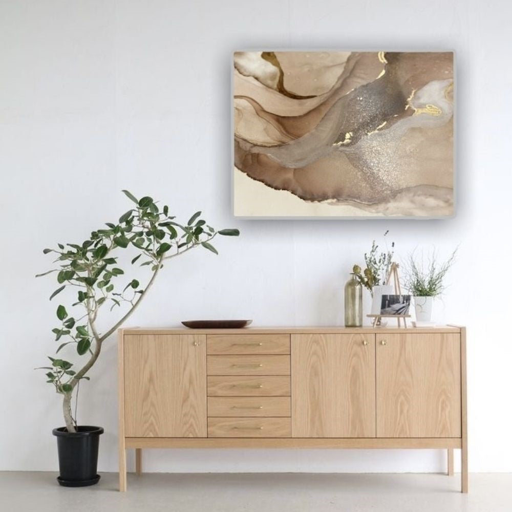 Cuadro en MDF tipo Marmol Gold 50x70x5