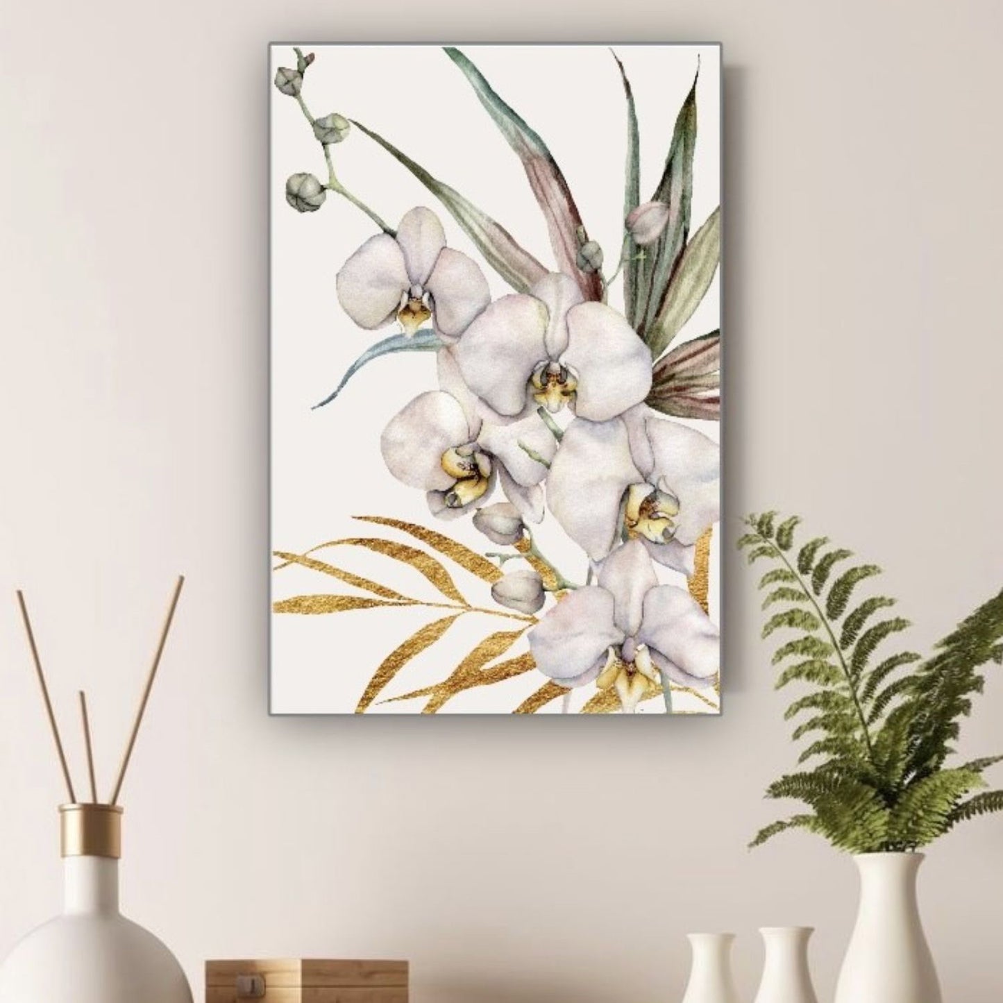 Cuadro en MDF tipo Marmol Orquidea Gold 40x40x5