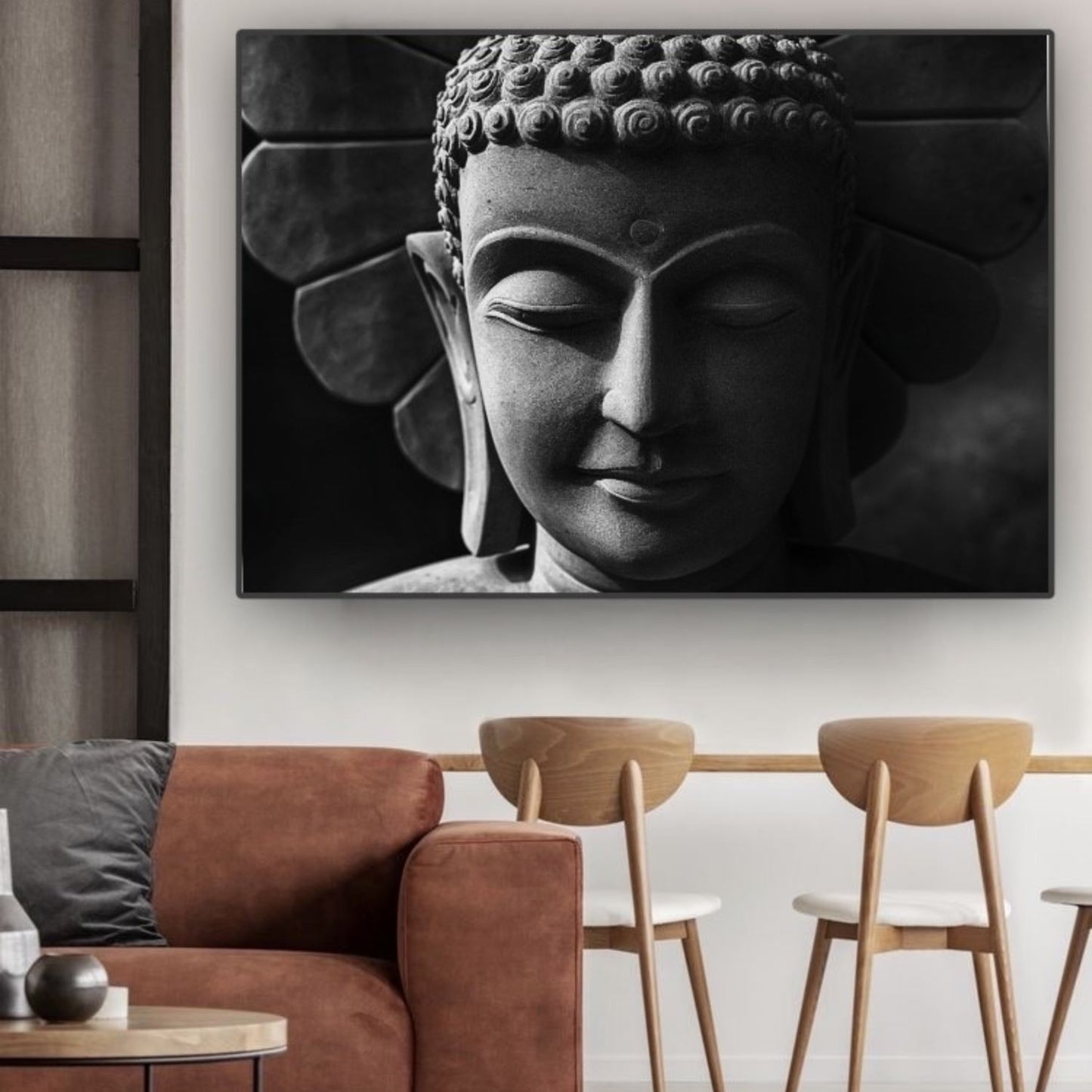 Cuadro en MDF tipo Marmol Buddha Black 90x120x5