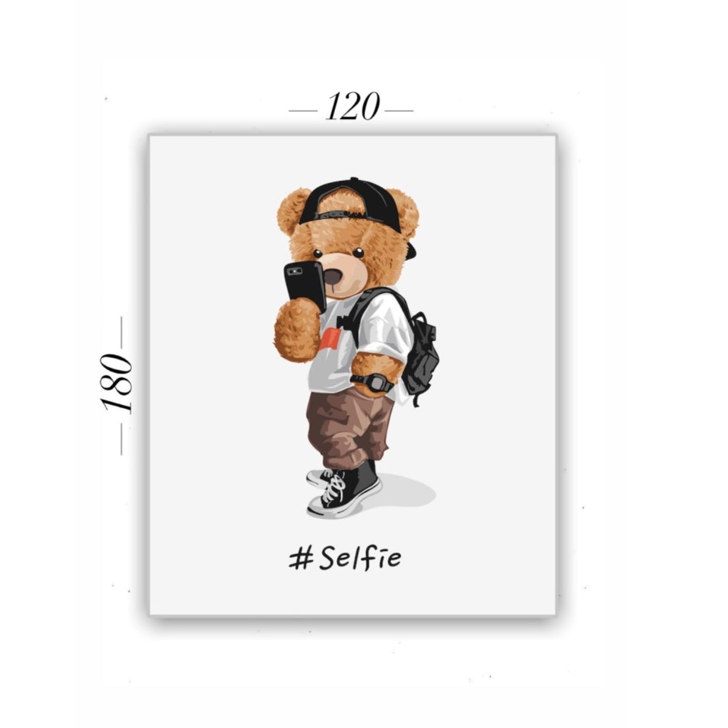 Cuadro en MDF tipo Marmol Oso Selfie 180x120x5