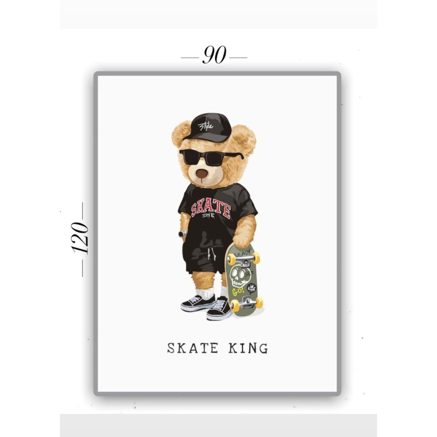 Cuadro en MDF tipo Marmol Oso Skate King 120x90x5