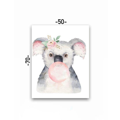 Cuadro en MDF tipo Marmol Koala Chicle Kids 70x50x5