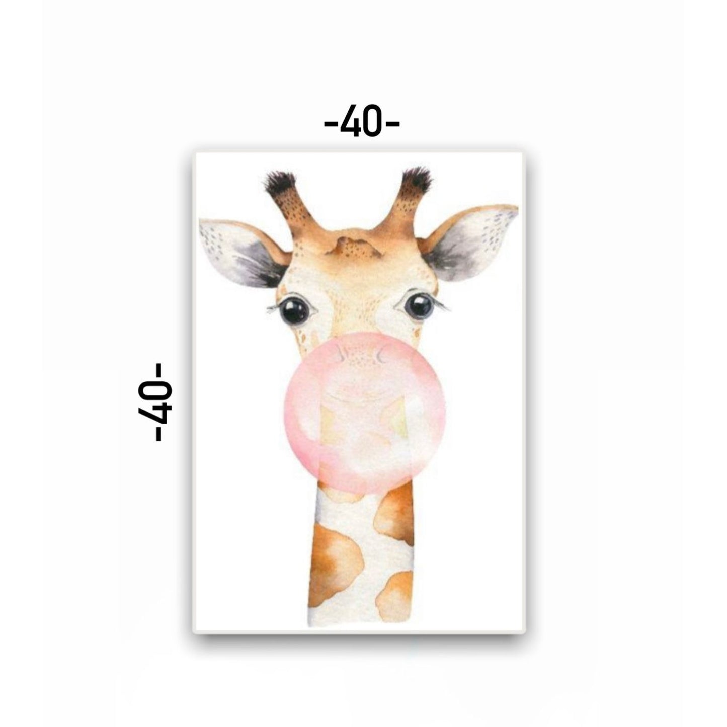 Cuadro en MDF tipo Marmol Jirafa Chicle Kids 40x40x5