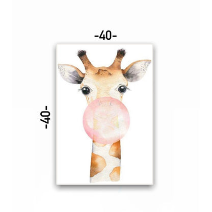 Cuadro en MDF tipo Marmol Jirafa Chicle Kids 40x40x5