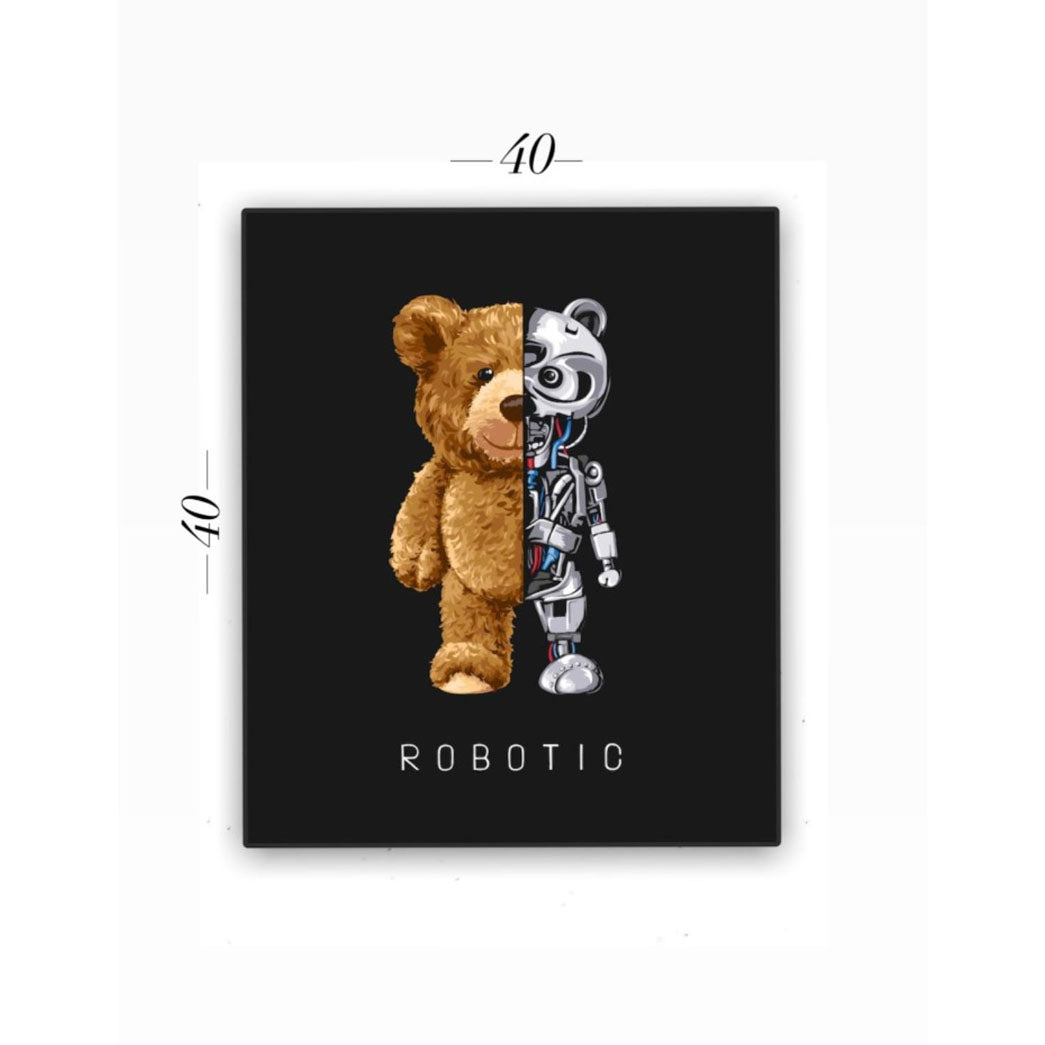 Cuadro en MDF tipo Marmol Oso Robotic 40x40x5