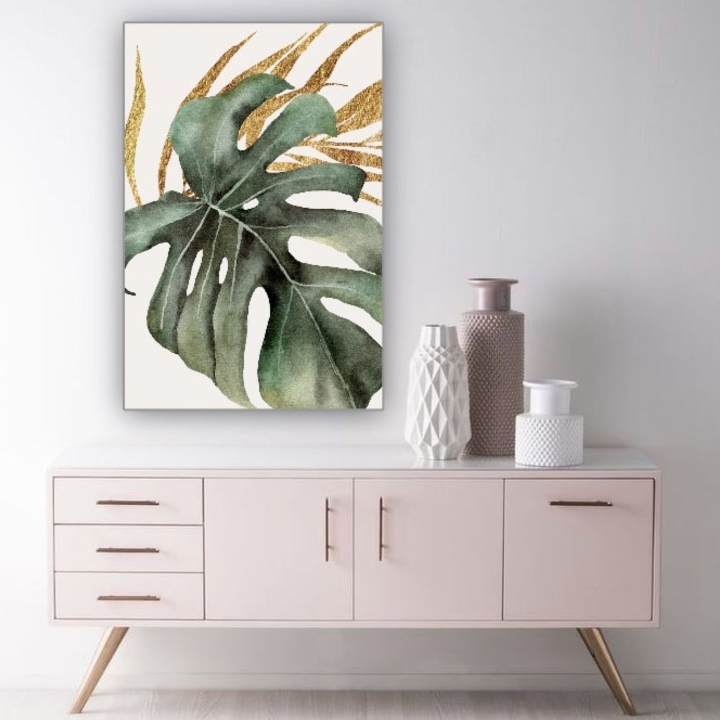 Cuadro en MDF tipo Marmol Planta Gold 70x50x5