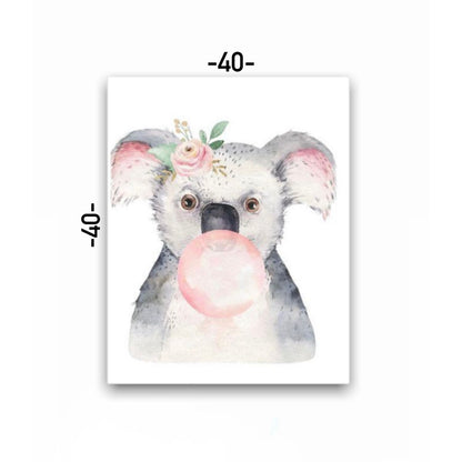 Cuadro en MDF tipo Marmol Koala Chicle Kids 40x40x5