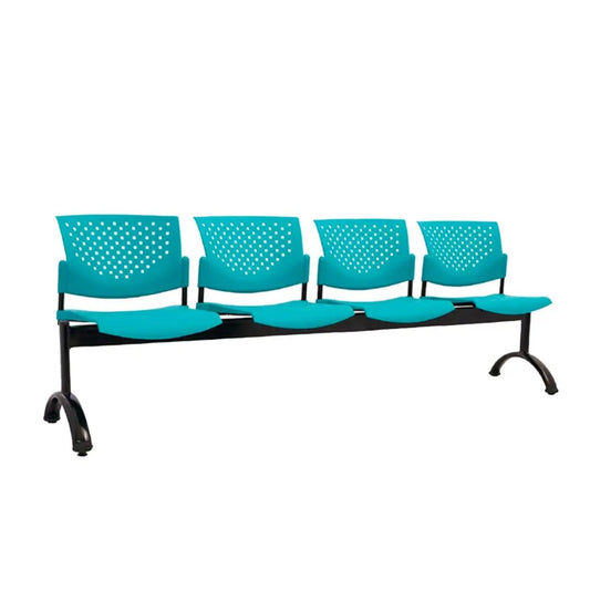 Silla Tandem 4 Puestos Base Negra FLY Verde