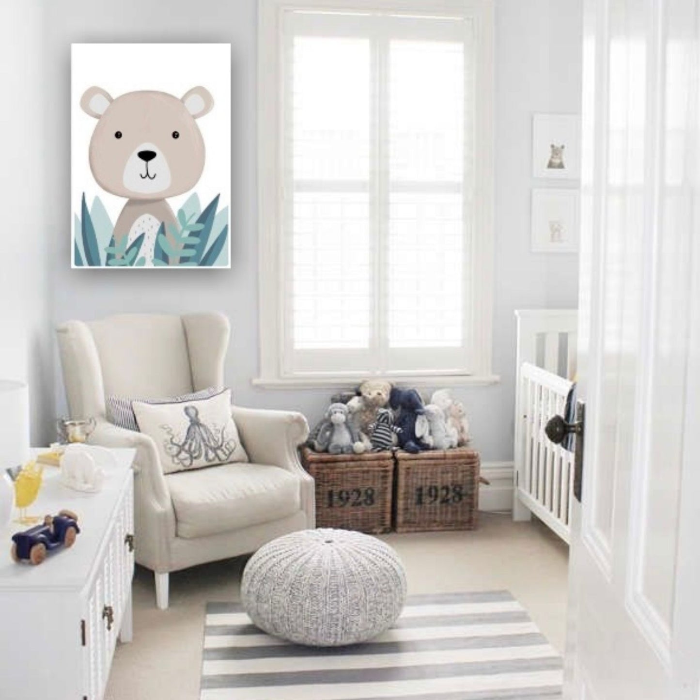 Cuadro en MDF tipo Marmol Osito Kids 70x50x5