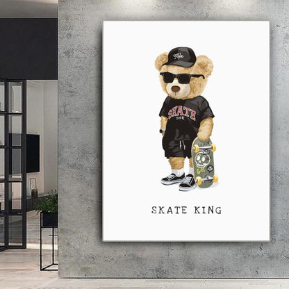 Cuadro en MDF tipo Marmol Oso Skate King 180x120x5