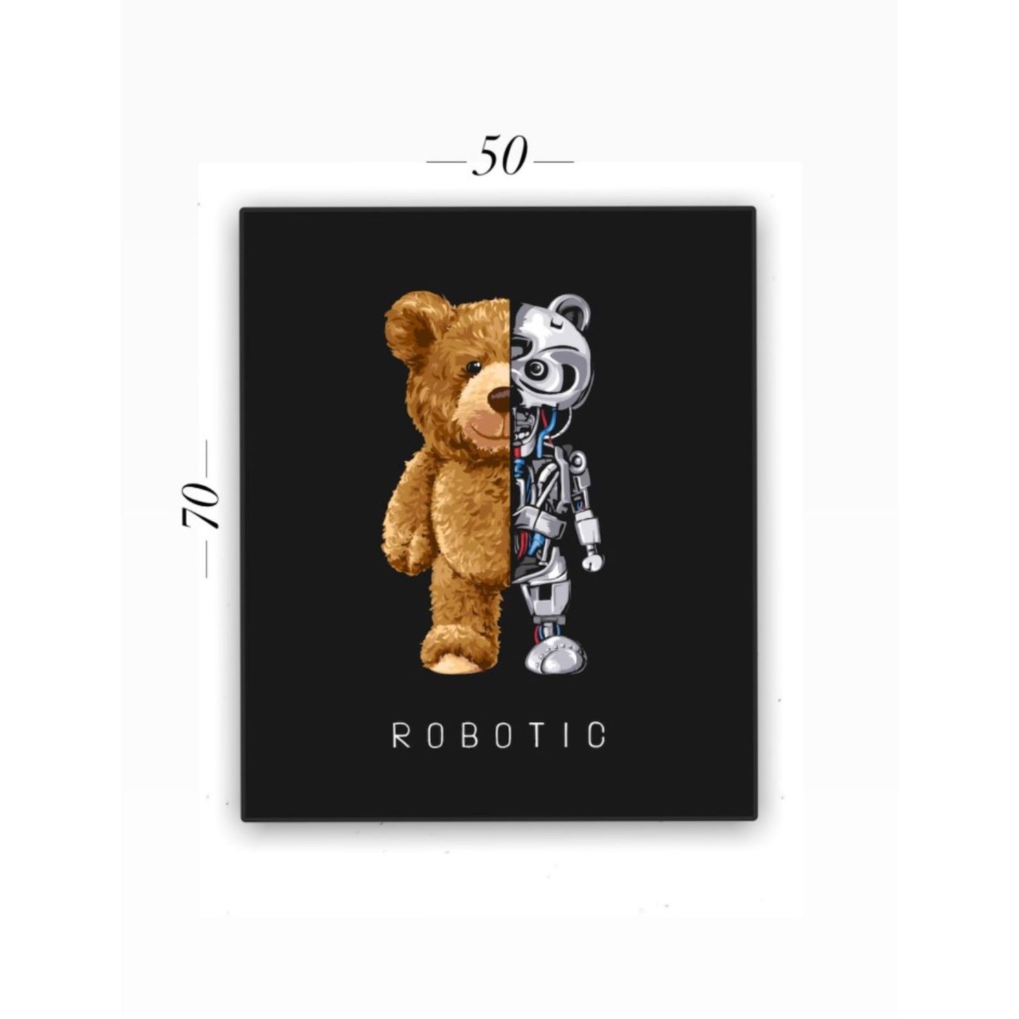 Cuadro en MDF tipo Marmol Oso Robotic 70x50x5