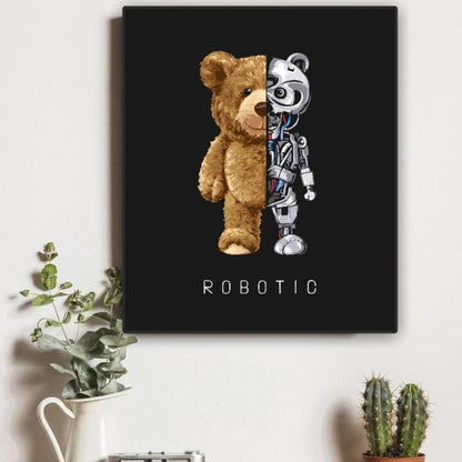 Cuadro en MDF tipo Marmol Oso Robotic 40x40x5