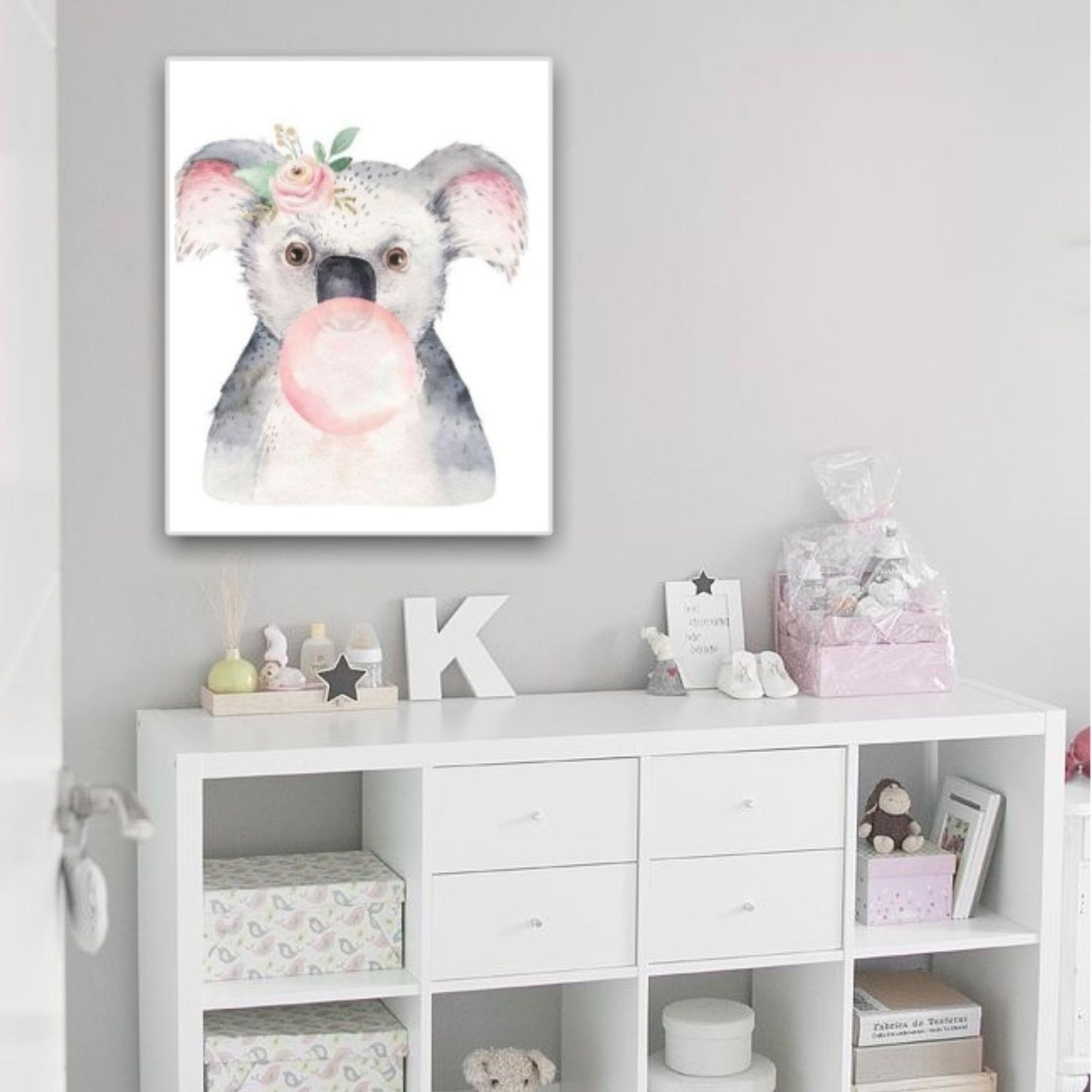 Cuadro en MDF tipo Marmol Koala Chicle Kids 70x50x5