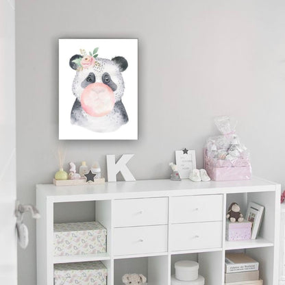 Cuadro en MDF tipo Marmol Oso Panda Kids 40x40x5