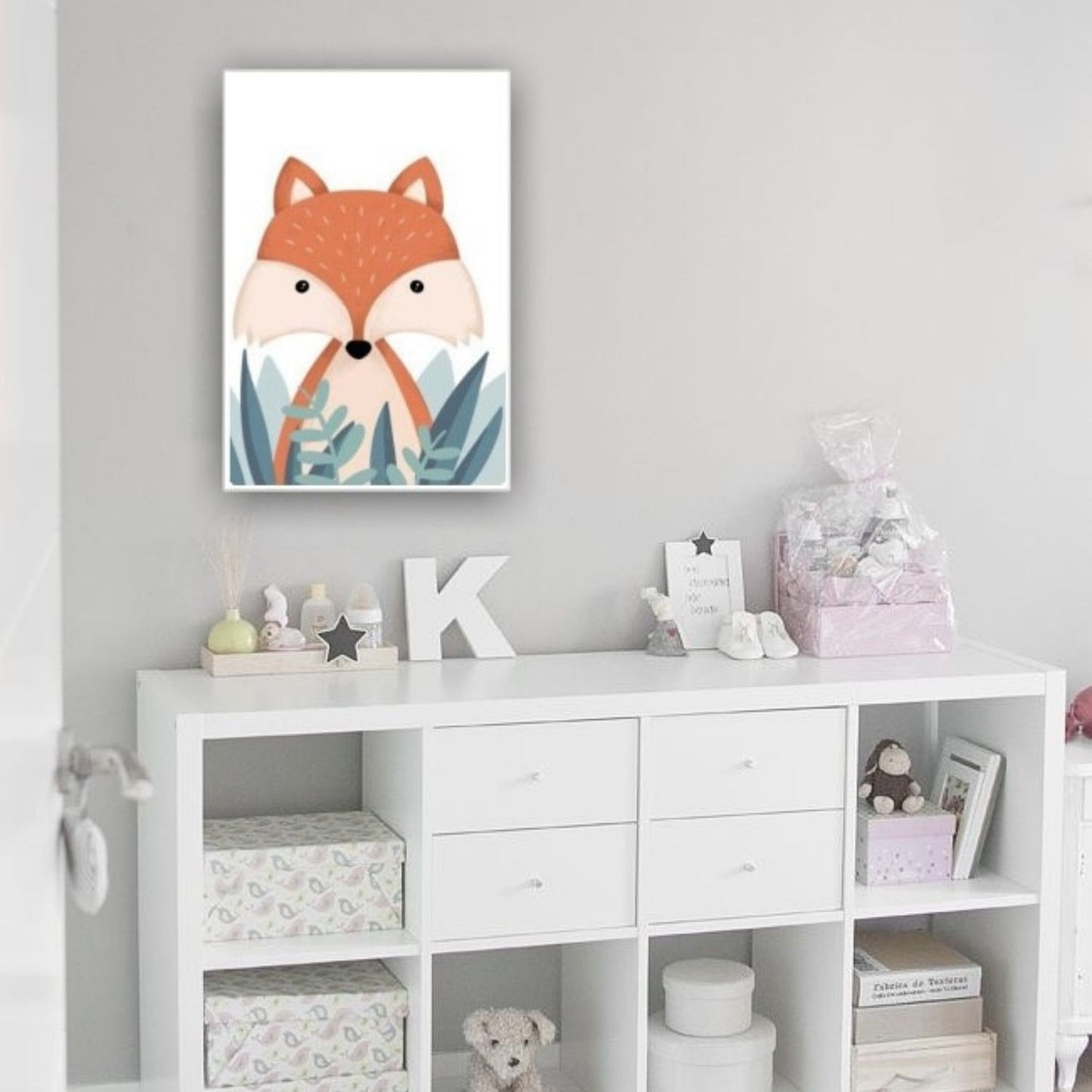 Cuadro en MDF tipo Marmol Zorrito Kids 40x40x5