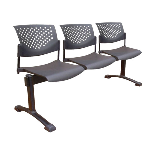 Silla Tandem 3 Puestos Base Negra FLY Negro