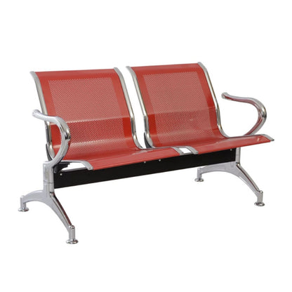 Silla Tandem 2 Puesto Cromado Rojo