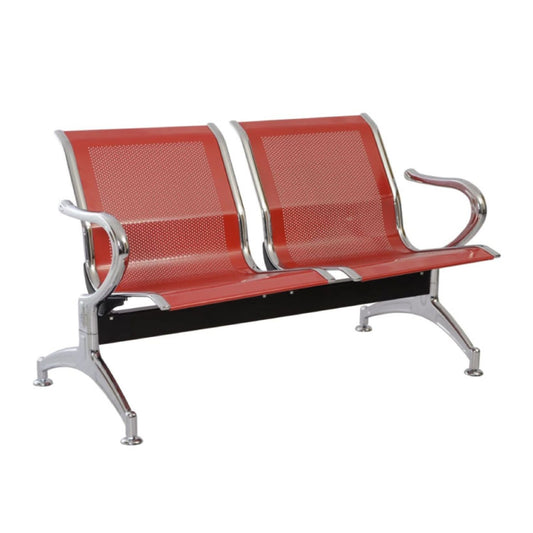 Silla Tandem 2 Puesto Cromado Rojo