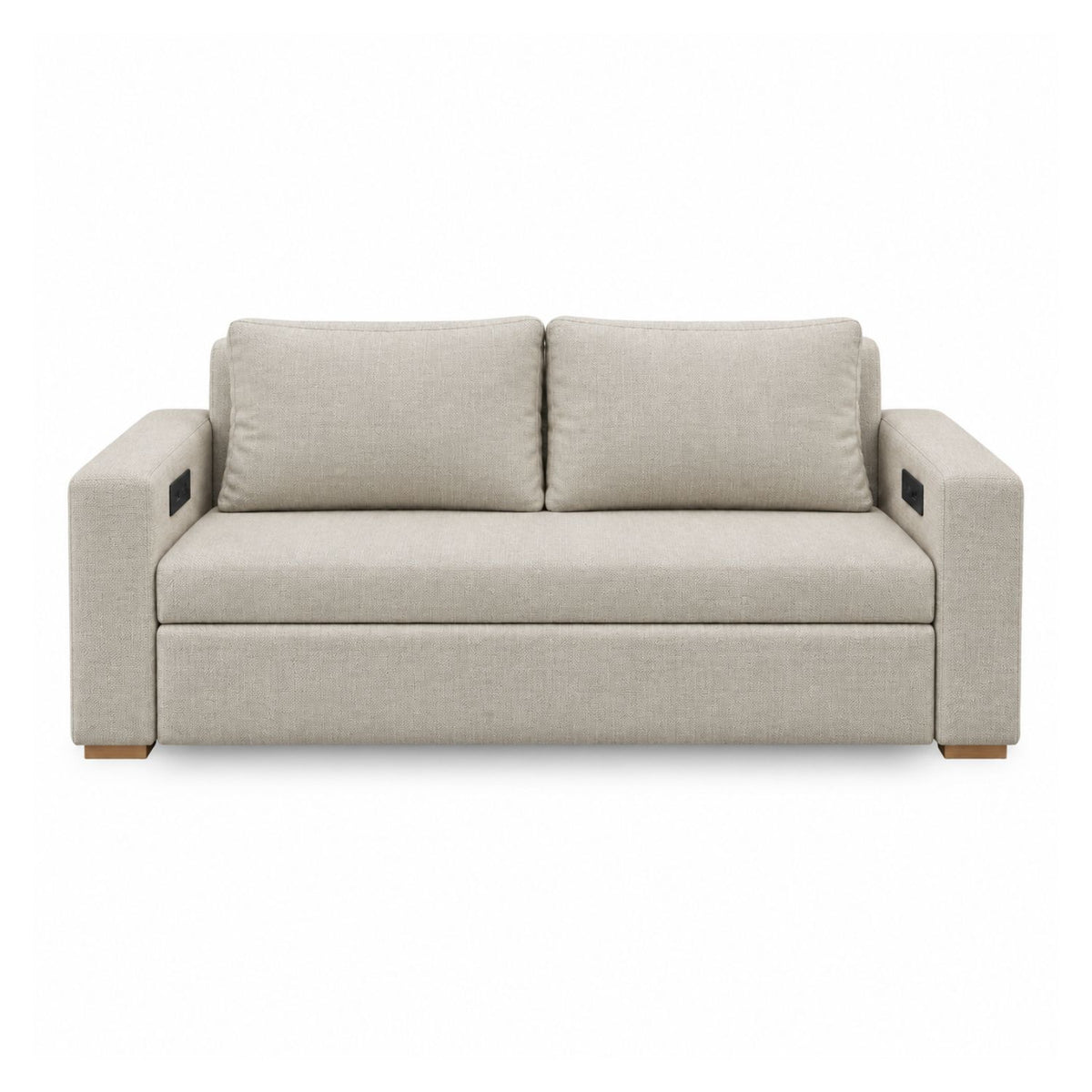 Sofa Cama Multifuncional Con Repisas, Conexión USB y Cama Auxiliar Koni Taupe