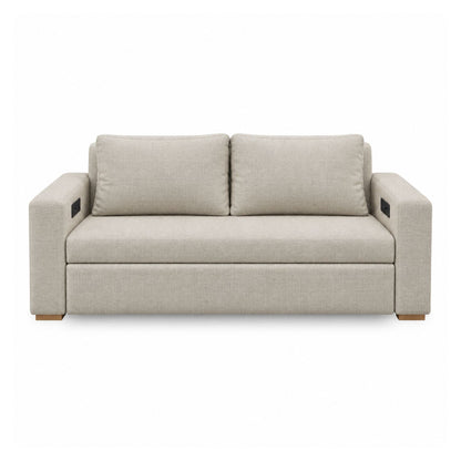Sofa Cama Multifuncional Con Repisas, Conexión USB y Cama Auxiliar Koni Taupe