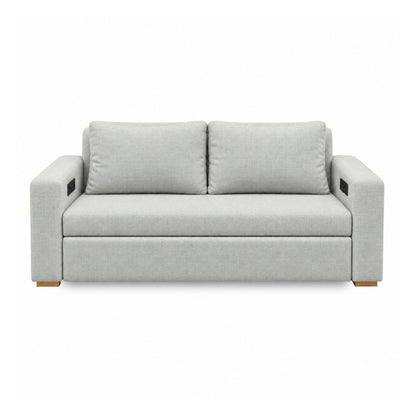 Sofa Cama Multifuncional Con Repisas, Conexión USB y Cama Auxiliar Koni Gris Perla
