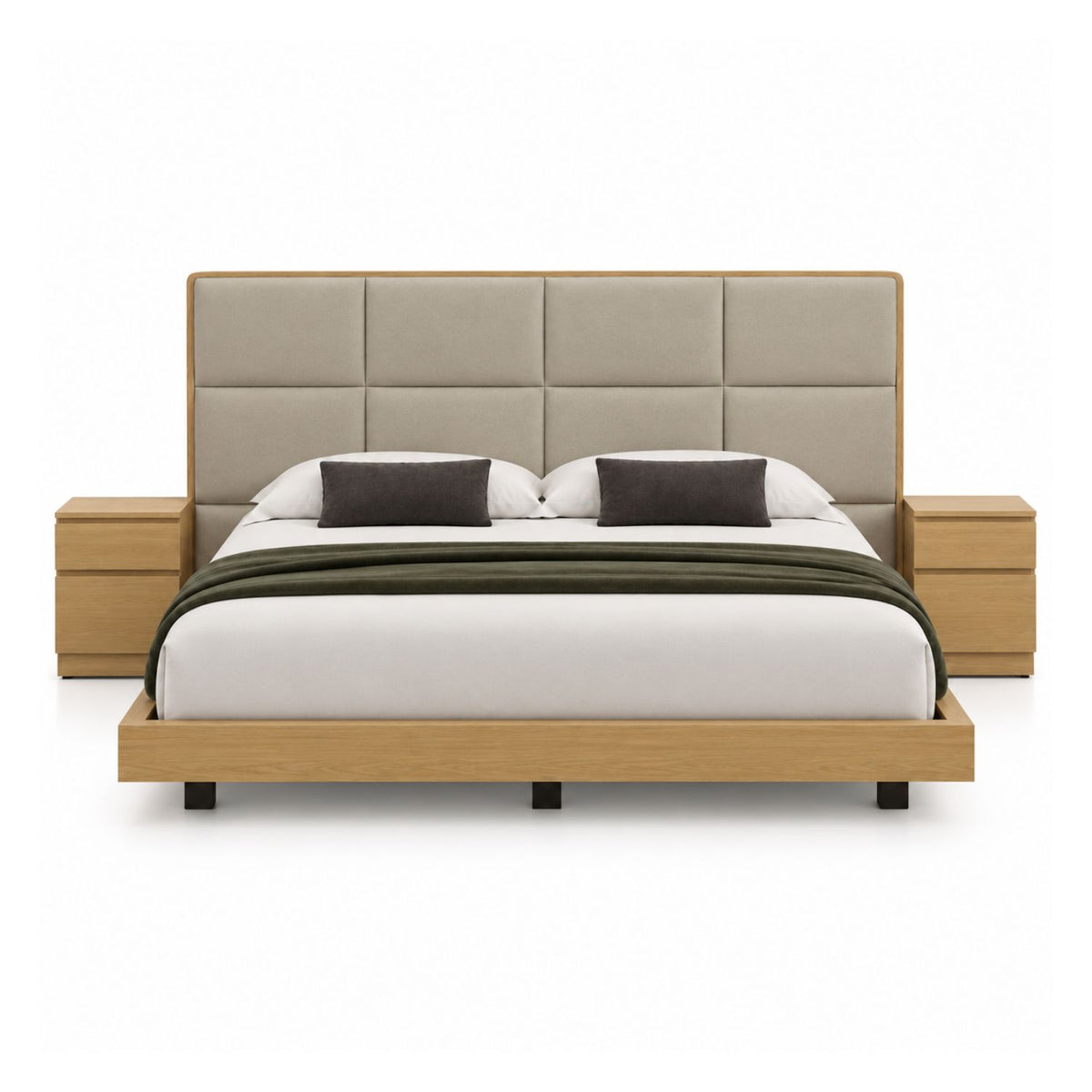 Cama King En Roble Taldy Con Mesas de Noche 200x200 Cocoa