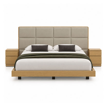 Cama King En Roble Taldy Con Mesas de Noche 200x200 Cocoa