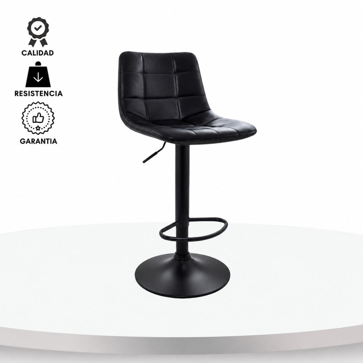 Silla De Barra James Tipo Cuero Negro