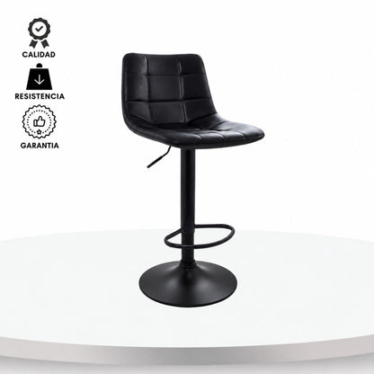 Silla De Barra James Tipo Cuero Negro