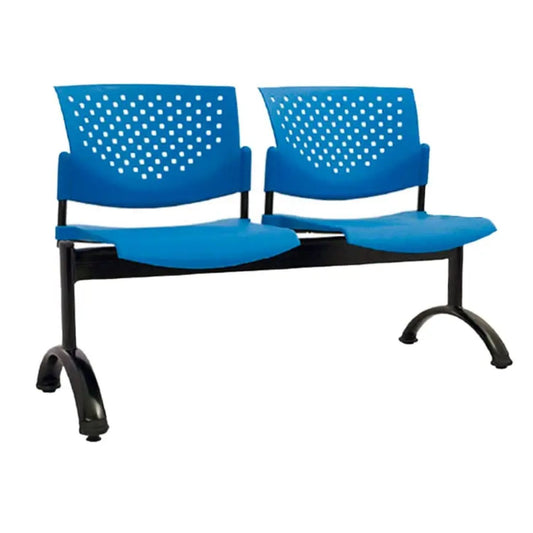 Silla Tandem 2 Puestos Base Negra FLY Azul