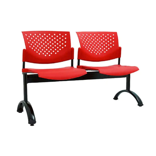 Silla Tandem 2 Puestos Base Negra FLY Rojo