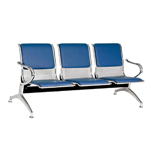 Silla Tandem 3 Puesto Tapizado Azul