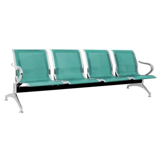 Silla Tandem 4 Puesto Cromado Verde